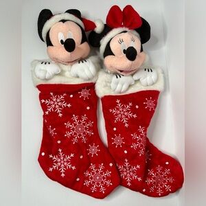 Mickey & Minnie Mouse Plush Head Christmas Stockings